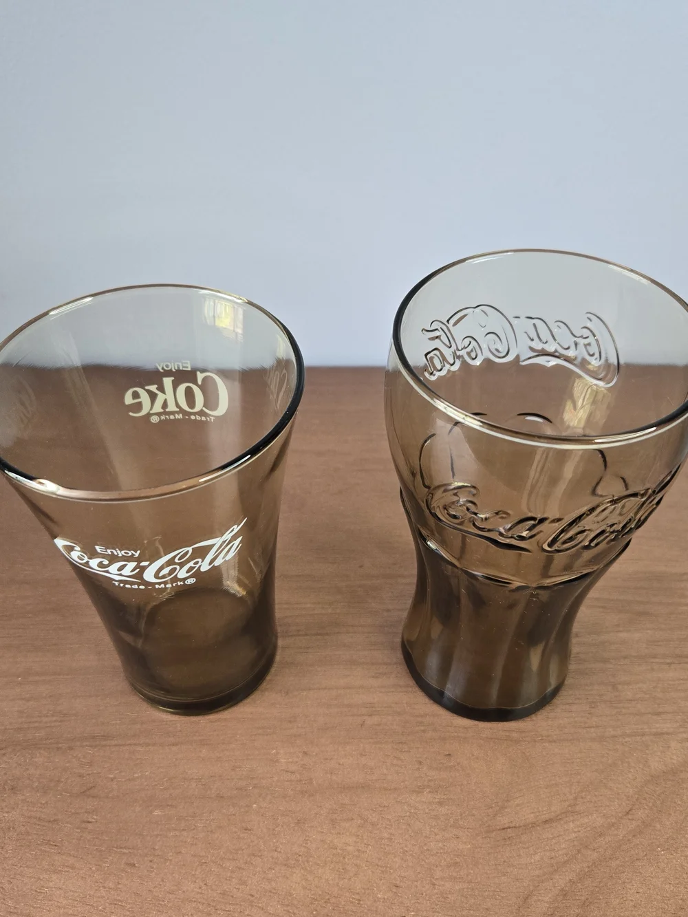 Vintage Coca-Cola Libbey Smoked Amber Glasses, Tumblers Brown, Coke, Set Of 2